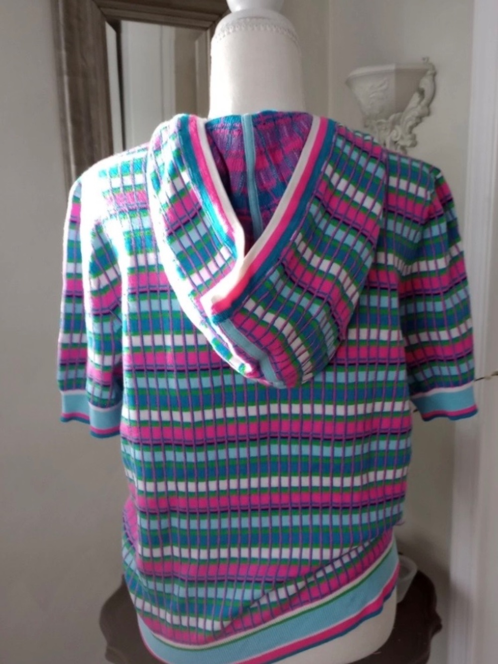LILLY Pulitzer HOODIE Sweater Knit, AVINGTON Mermaid Stripe, SIZE LARGE EUC - Picture 3 of 6